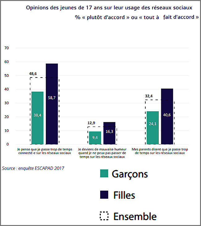 Opinions des jeunes de 17 ans sur leur usage des réseaux sociaux