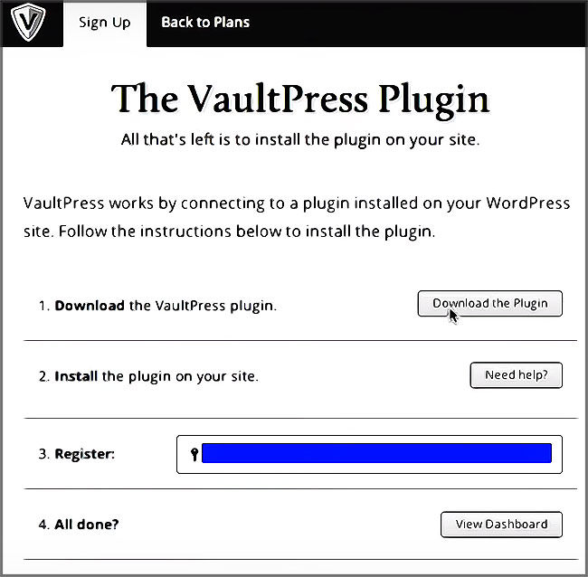 Installation du plugin de VaultPress
