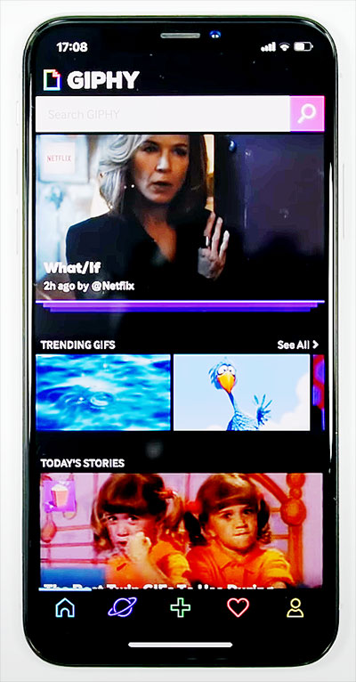 Application Giphy sur iPhone