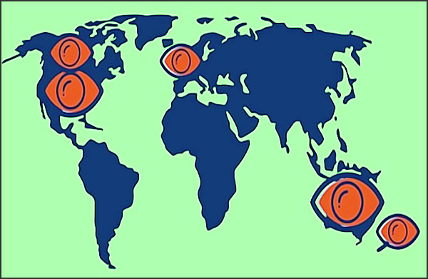 carte des pays membres des five eyes