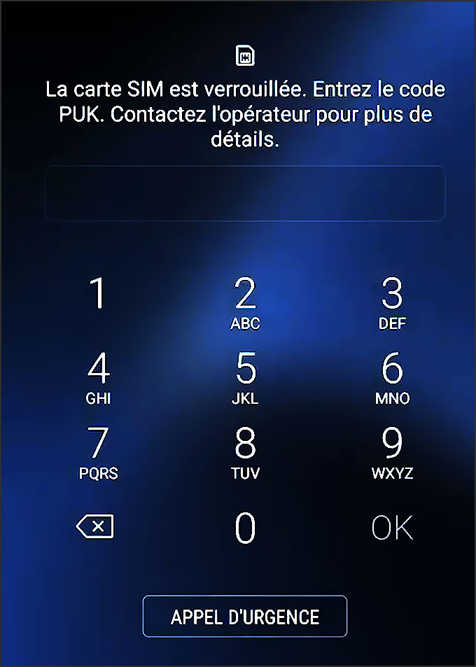 Carte SIM verrouillée