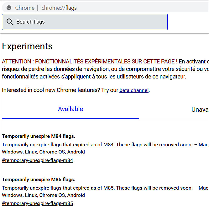 Chrome Flags
