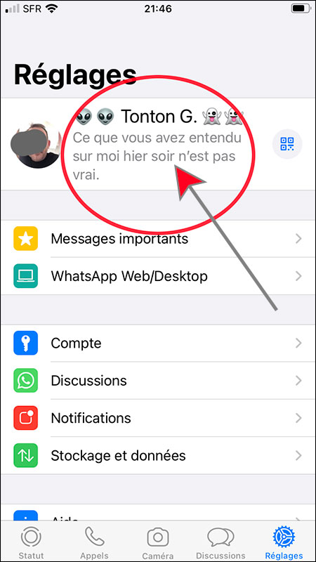 Changer votre statut Whatsapp