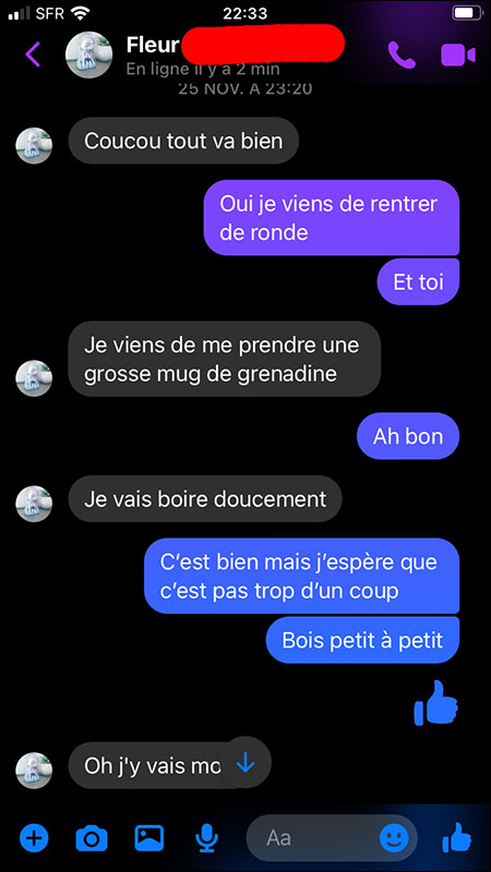 Exemple de discussion avec sa petite-amie (messenger)