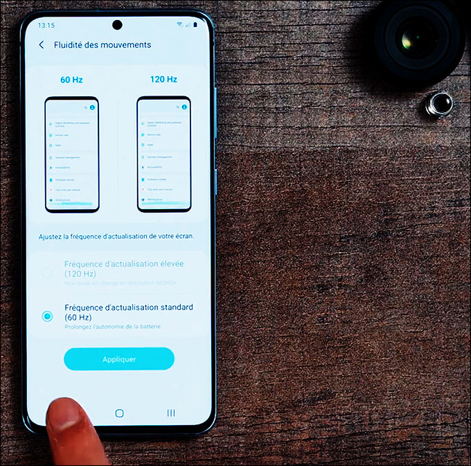 Fluidité des mouvements sur le Samsung Galaxy S20