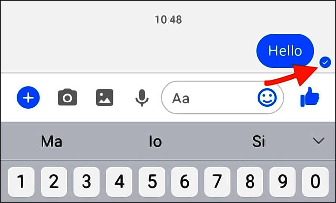 Icone Messenger : cercle bleu plein avec encoche