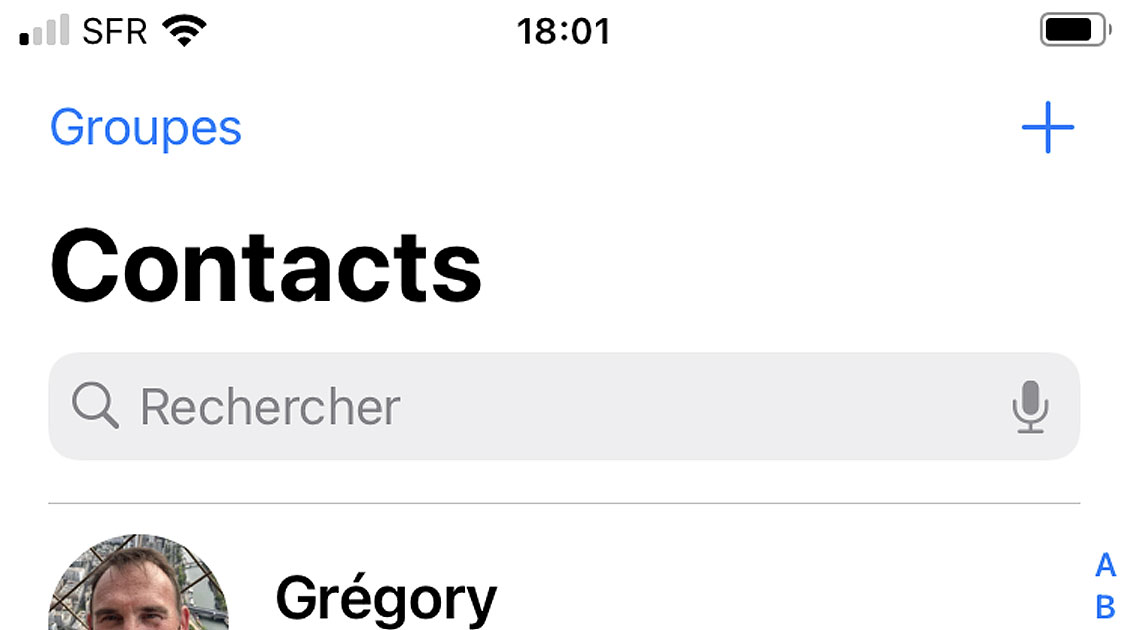 contacts sur iphone