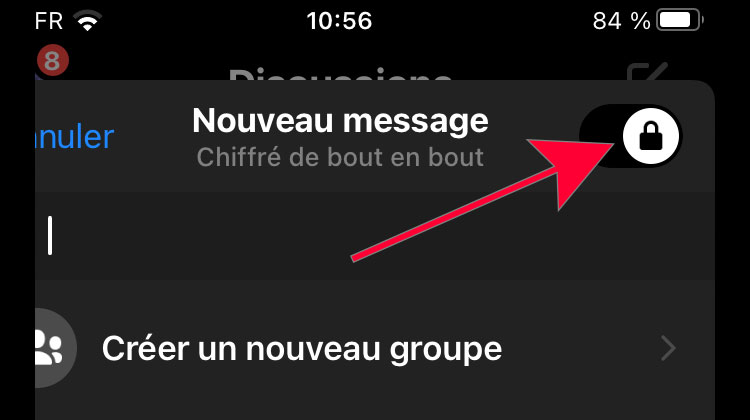 envoyer un message chiffre avec messenger