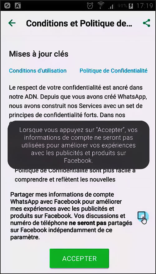 Mise à jour Whatsapp