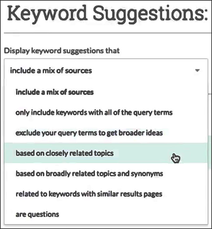 Moz : suggestion de mots-clés