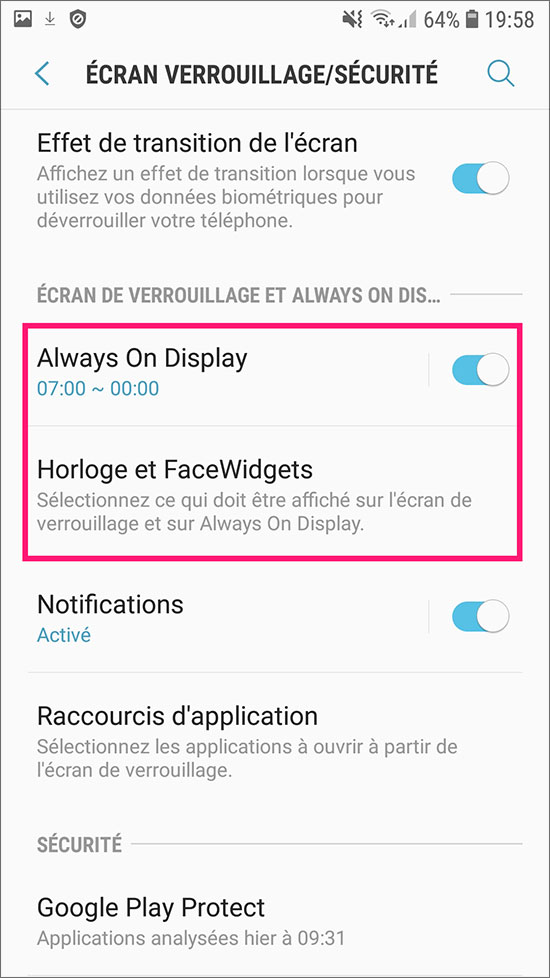 android ecran always on display facewidgets