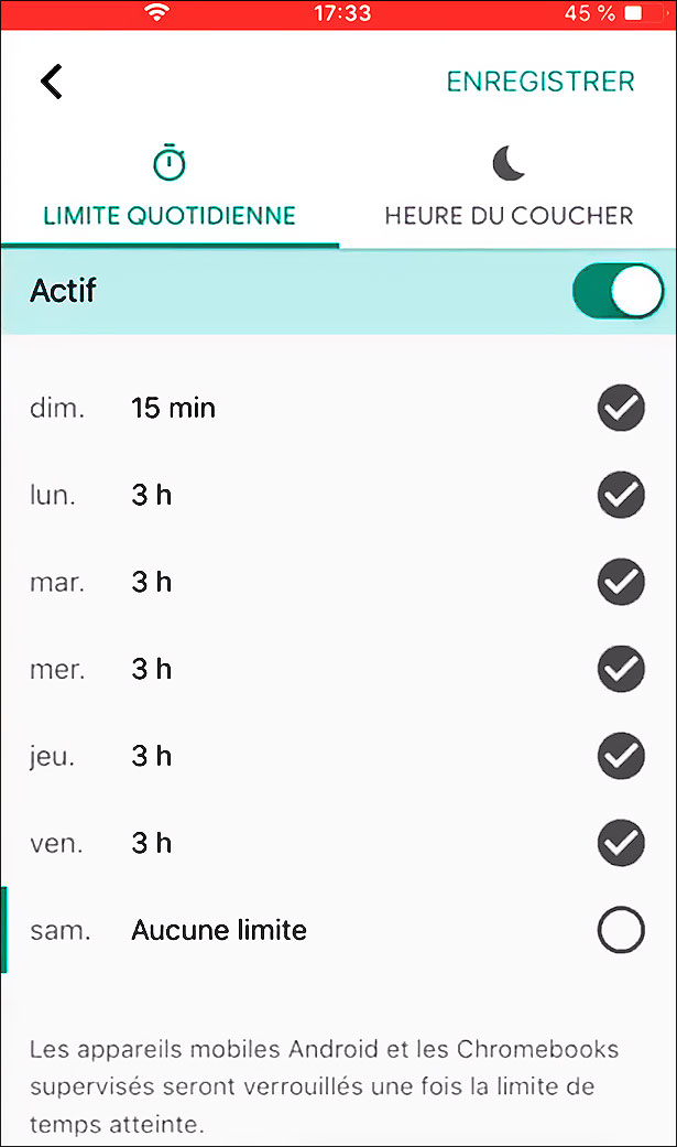 Family Link : Imposer des limites quotidiennes
