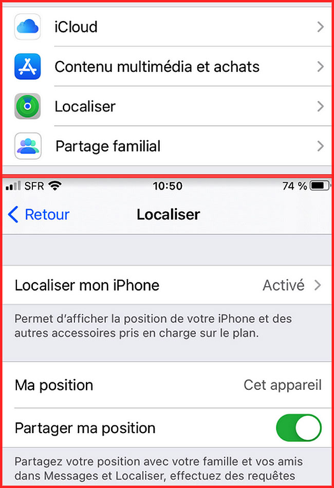fonction localiser sur iphone