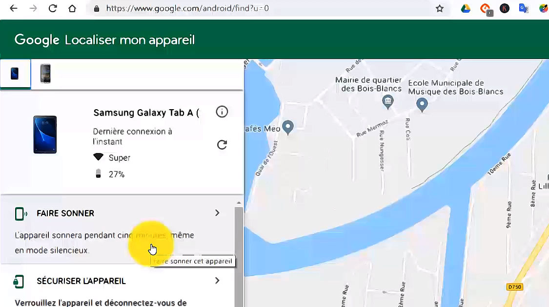 google localiser mon appareil