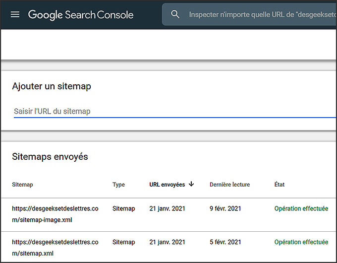GSC : Ajouter un sitemap