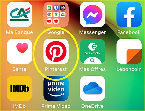 Icone Pinterest sur iPhone
