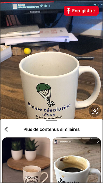 Pinterest Lens sur une tasse de tisane