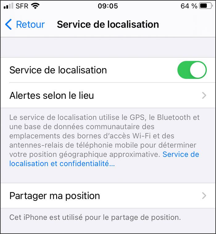 le service de localisation sur iphone
