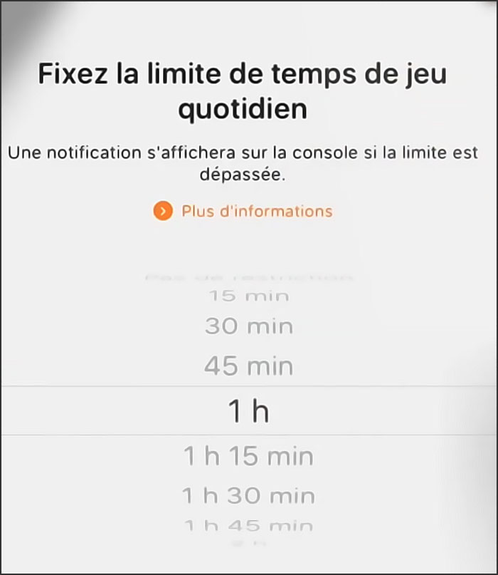 fixer une limite de temps de jeu