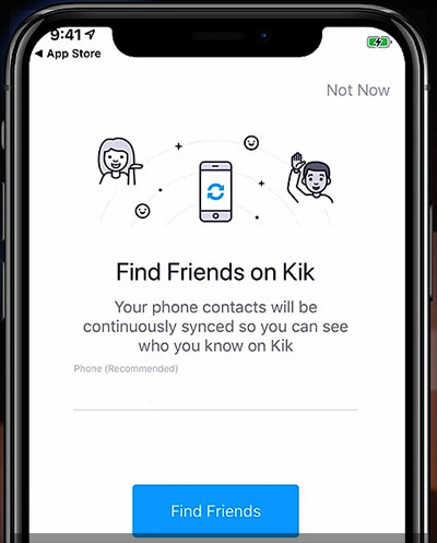 trouver des amis sur kik grâce à mon numéro de téléphone et l'autorisation de mes contacts