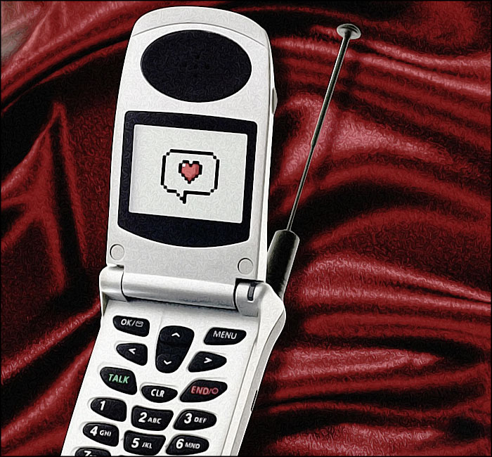 un coeur sur un téléphone