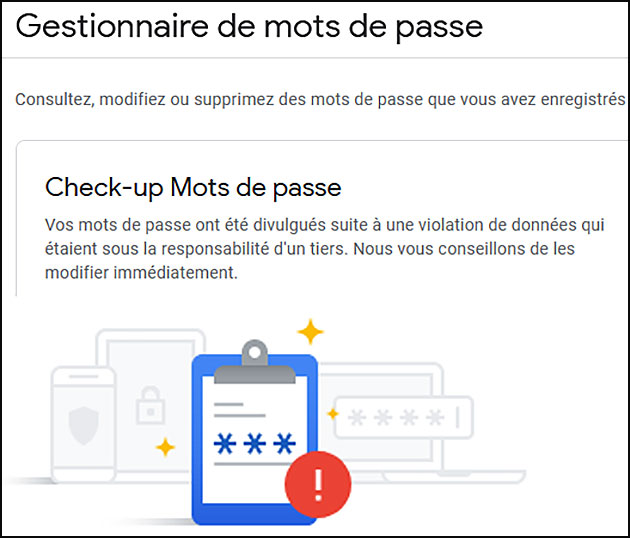 Le gestionnaire de mots de passe de Google