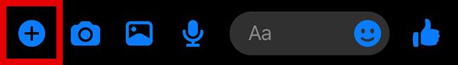 l'icône "plus" dans la discussion de messenger
