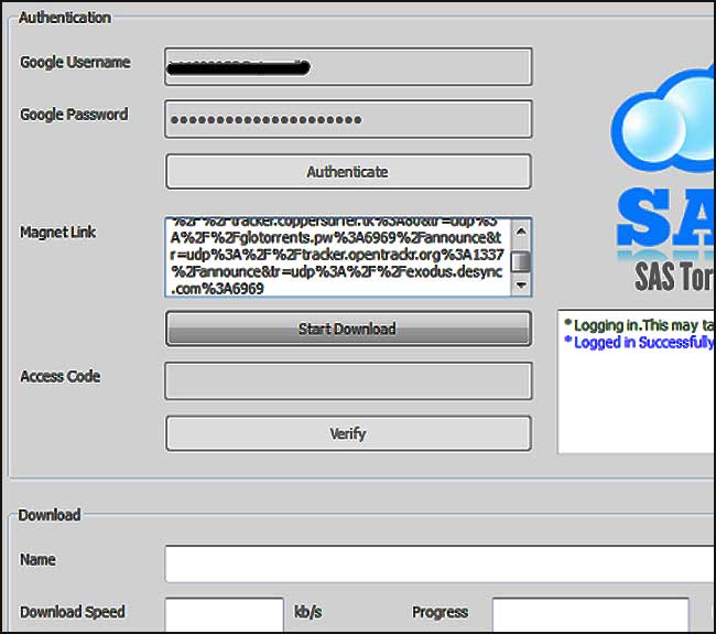 Magnet Link dans Sas Torrent Downloader