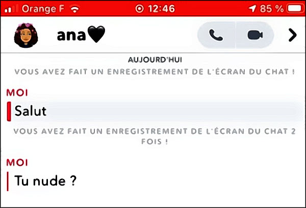 Demande de nude sur Snapchat
