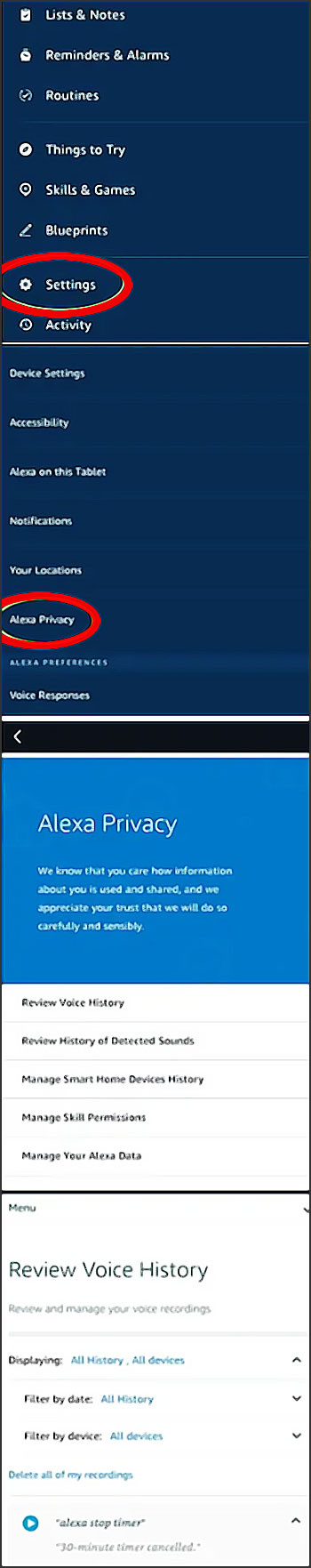 savoir ce qu'Alexa est en train d'enregistrer