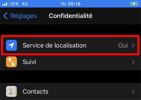 service de localisation sur iphone