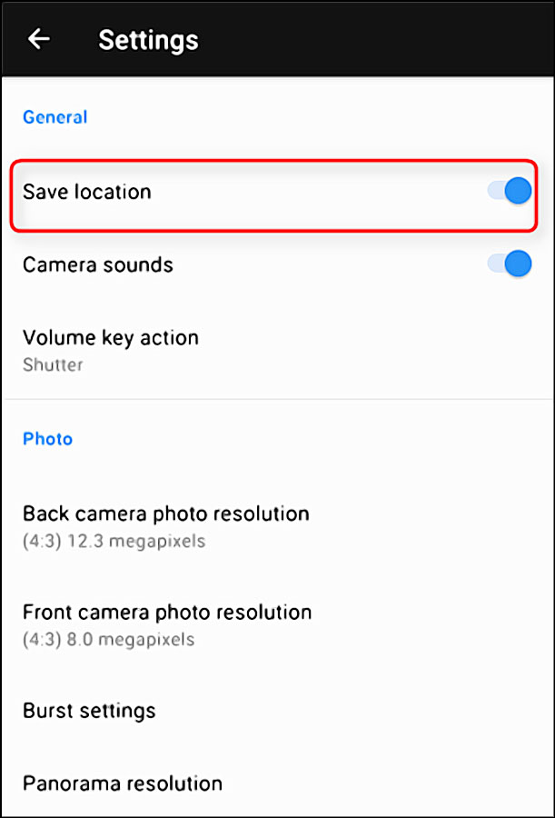 Disable Geotagging on Stock Android