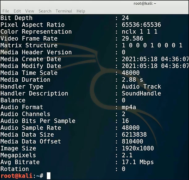 Données Exif avec Kali Linux