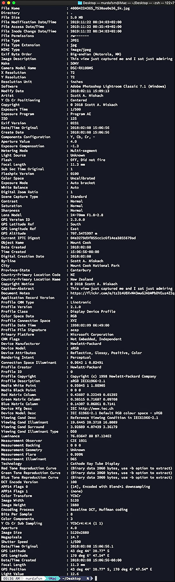 voyons de quoi Exiftool est capable (Exif)