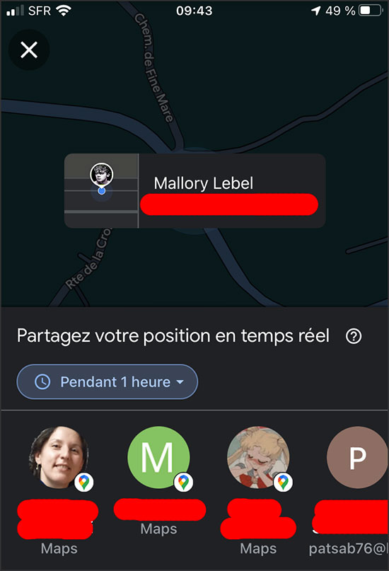 partage position sur google maps