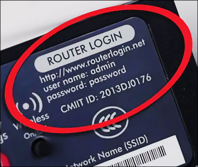 Routeur NetGear : informations sur l'étiquette
