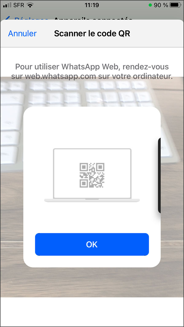 Scanner le code qr Whatsapp
