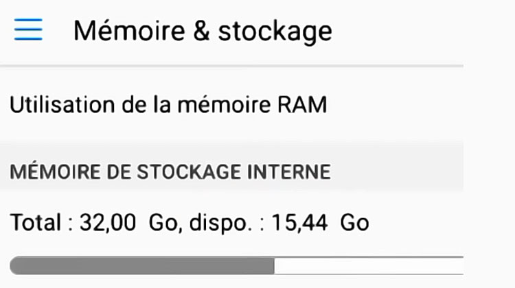 memoire et stockage android