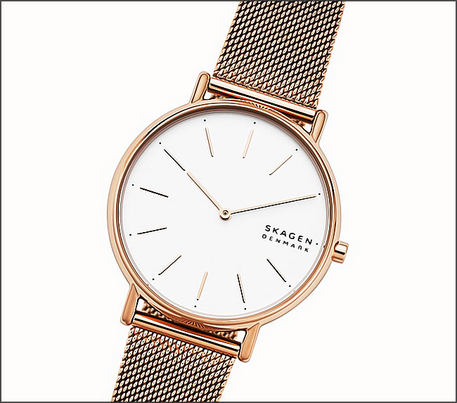 Signatur Rose-Tone Steel Mesh Watch