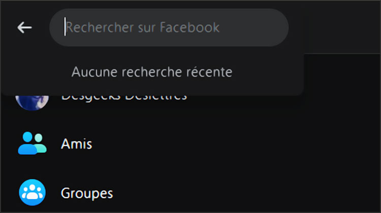 champ rechercher sur facebook