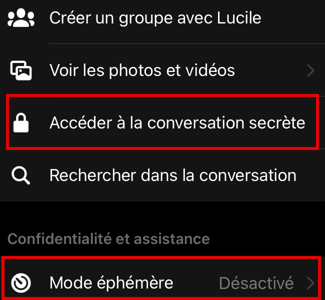 Initier des conversations secrètes avec Messenger