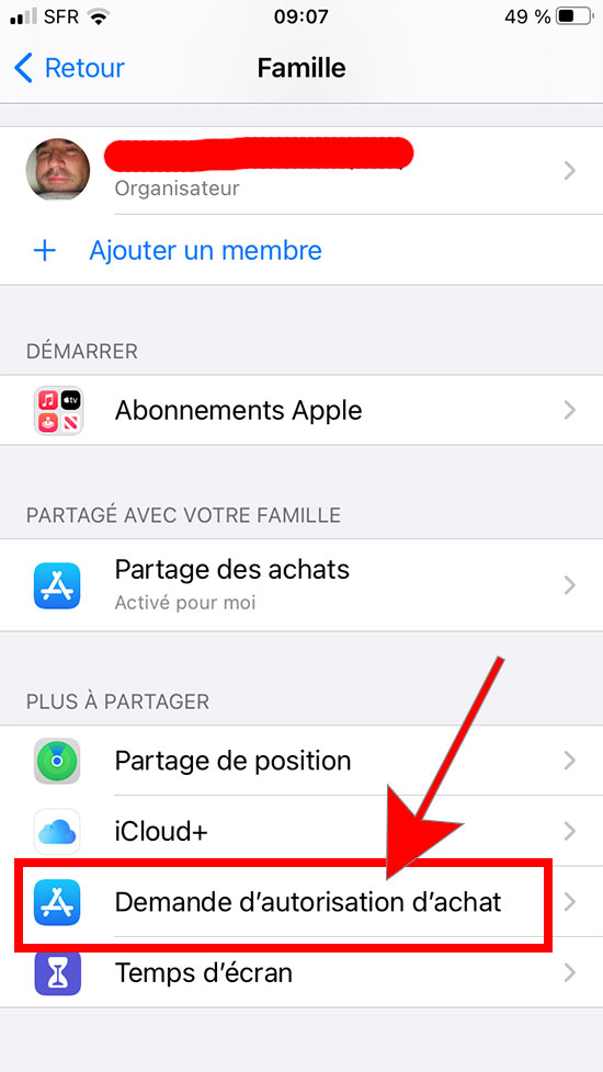 Activer la demande d'autorisation d'achat sur iPhone 2