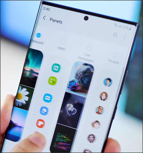 edge panels sur galaxy samsung