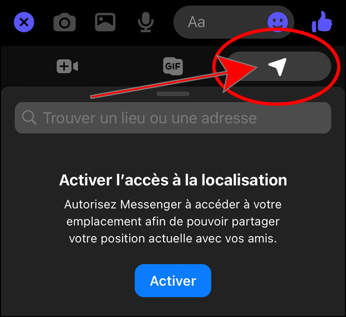 messenger partage position amis