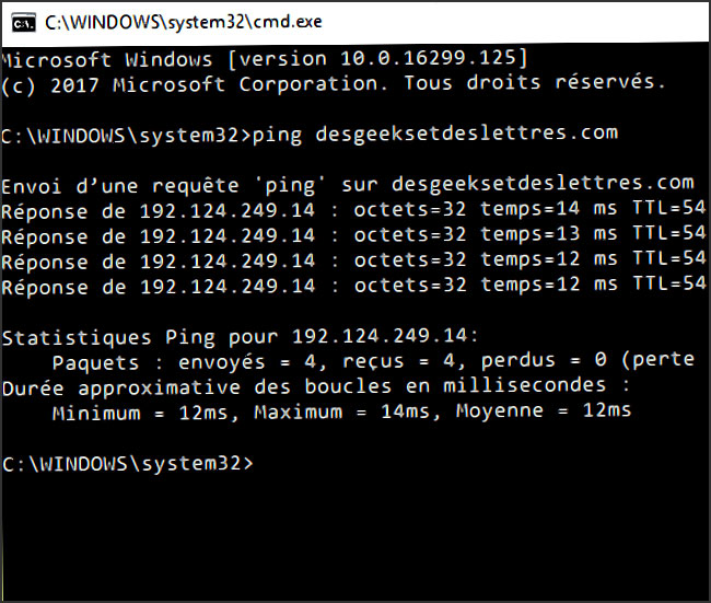 ping url d un site