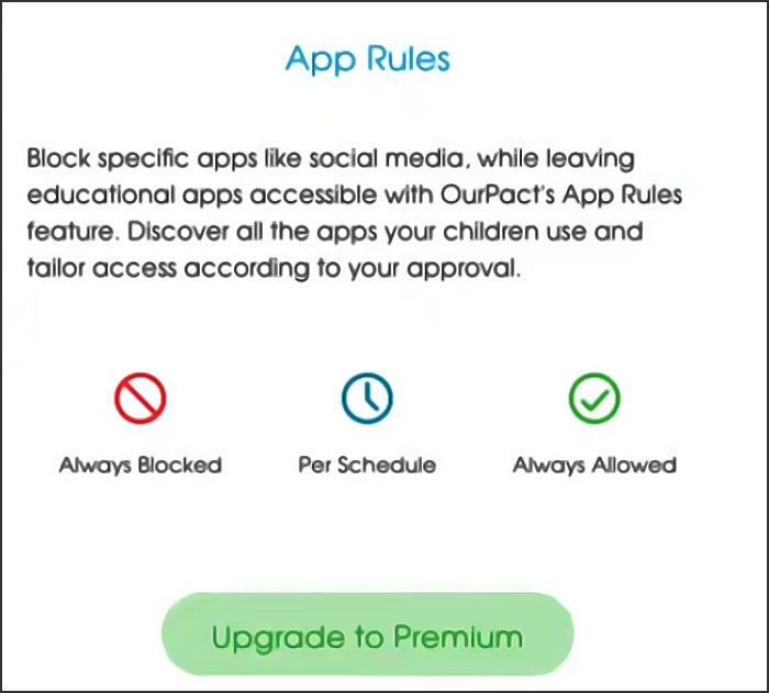 Configuration des règles de gestion des applications sur OurPact
