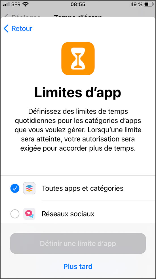 Activer Temps d'écran sur iPhone en guise de controle parental iphone 5