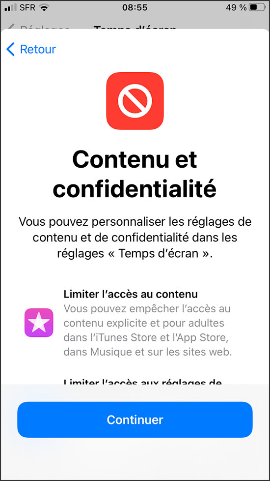 Activer Temps d'écran sur iPhone en guise de controle parental iphone 6