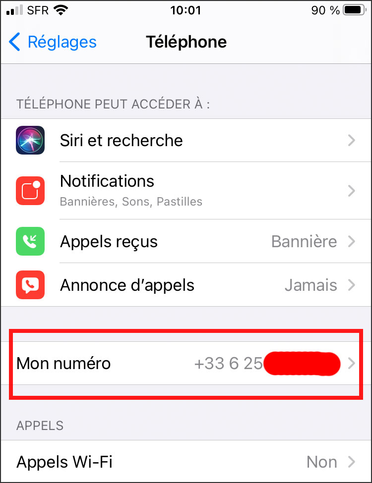 Telephone / Mon numero / iPhone