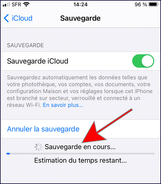 icloud sauvegarder maintenant